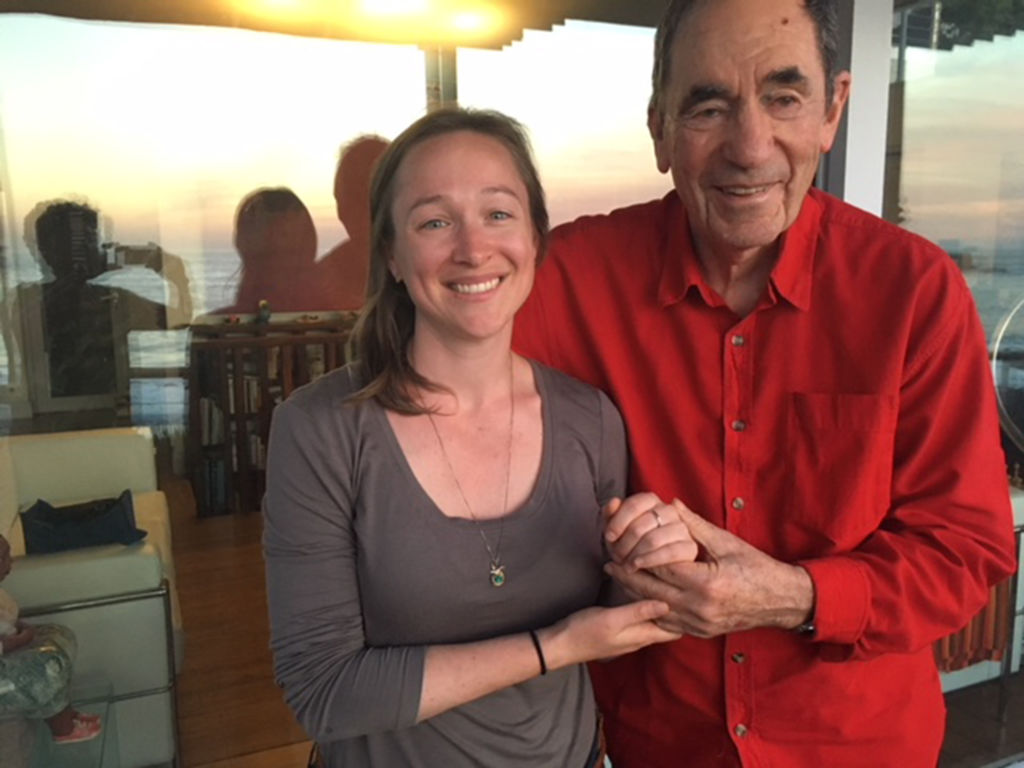 Albie Sachs and Jess holding hands