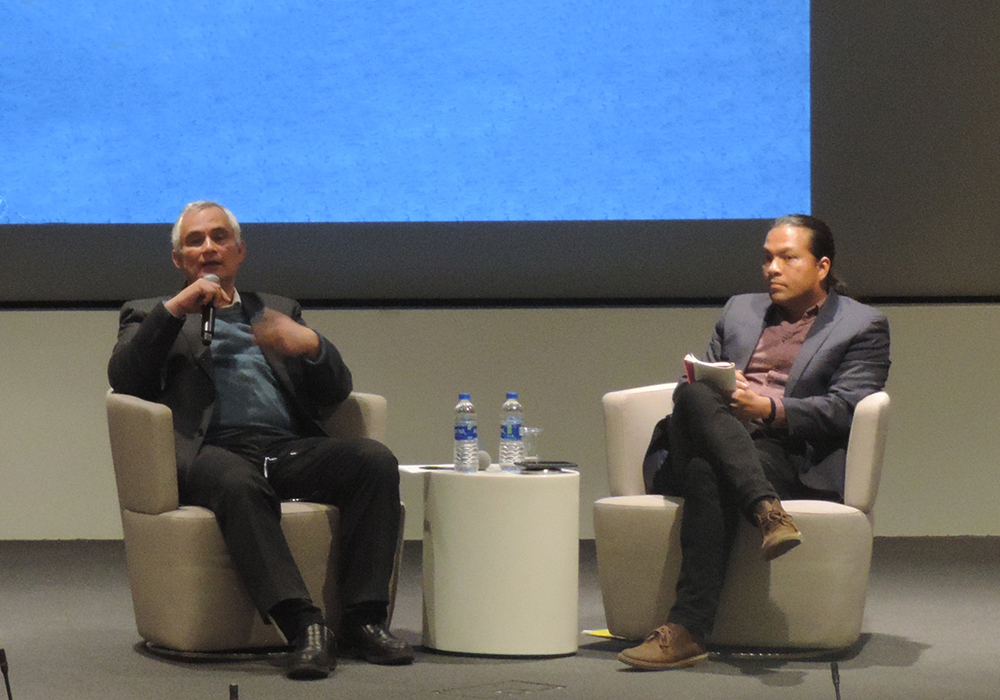 Francisco Ramirez Cuellar and Jorge Alvis in conversation on stage